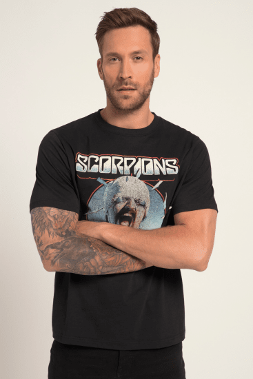 JP1880 Scorpions Blackout Graphic Comfort Fit Band T-Shirt Black - Tricouri - Tricouri Bărbați Mărimi Mari