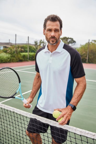 JP1880 FLEXNAMIC® QuickDry Tennis Polo Black-White-Blue - Haine sport & haine de exterior - Haine Sport & Exterior Bărbați Mărimi Mari