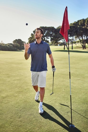 JP1880 Jay-Pi QuickDry Small Print Golf Polo Shirt Navy Blue - Tricouri polo - Tricouri Polo Bărbați Mărimi Mari