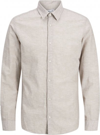 Jack & Jones Breeze Linen Blend Long Sleeve Shirt Crockery - Cămăși - Cămăși Bărbați Mărimi Mari