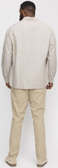 Jack & Jones Breeze Linen Blend Long Sleeve Shirt Crockery - Cămăși - Cămăși Bărbați Mărimi Mari