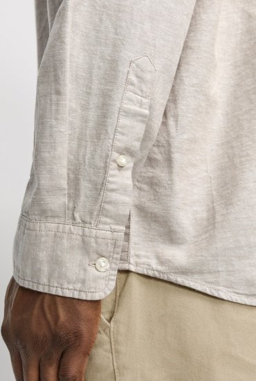 Jack & Jones Breeze Linen Blend Long Sleeve Shirt Crockery - Cămăși - Cămăși Bărbați Mărimi Mari