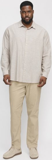 Jack & Jones Breeze Linen Blend Long Sleeve Shirt Crockery - Cămăși - Cămăși Bărbați Mărimi Mari