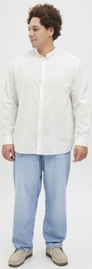 Jack & Jones Breeze Poplin Long Sleeve Shirt White - Cămăși - Cămăși Bărbați Mărimi Mari