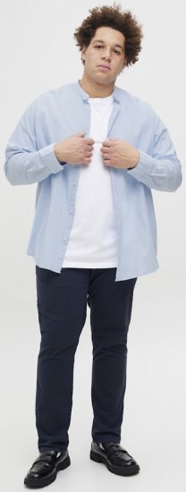 Jack & Jones Breeze Poplin Long Sleeve Shirt Chambray Blue - Cămăși - Cămăși Bărbați Mărimi Mari