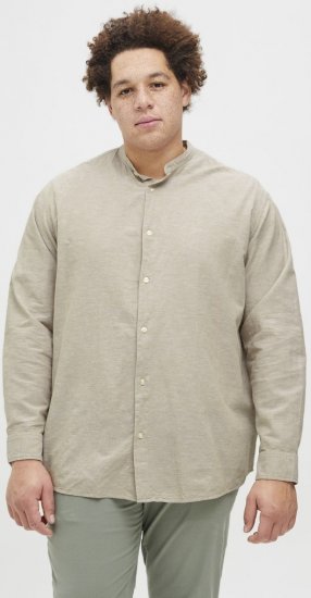 Jack & Jones Breeze Poplin Long Sleeve Shirt Beige - Cămăși - Cămăși Bărbați Mărimi Mari