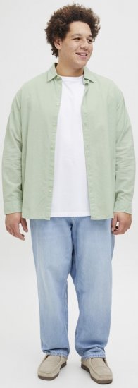Jack & Jones Breeze Linen Blend Long Sleeve Shirt Iceberg Green - Cămăși - Cămăși Bărbați Mărimi Mari