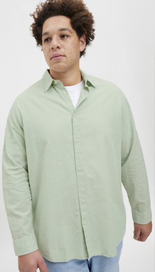 Jack & Jones Breeze Linen Blend Long Sleeve Shirt Iceberg Green - Cămăși - Cămăși Bărbați Mărimi Mari