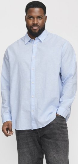Jack & Jones Breeze Linen Blend Long Sleeve Shirt Chambray Blue - Cămăși - Cămăși Bărbați Mărimi Mari