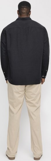 Jack & Jones Breeze Linen Blend Long Sleeve Shirt Black - Cămăși - Cămăși Bărbați Mărimi Mari