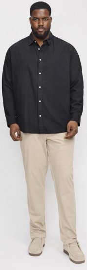 Jack & Jones Breeze Linen Blend Long Sleeve Shirt Black - Cămăși - Cămăși Bărbați Mărimi Mari