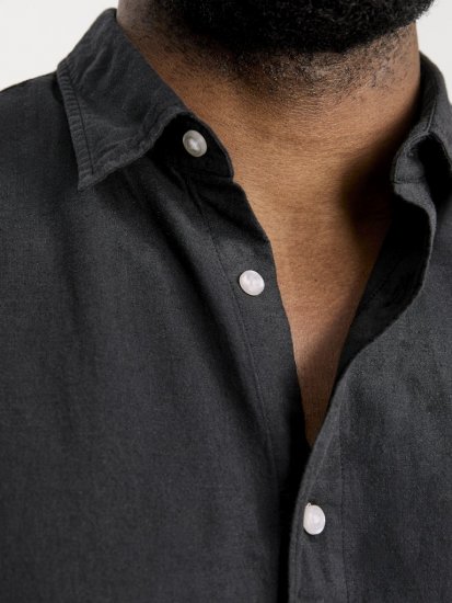 Jack & Jones Breeze Linen Blend Long Sleeve Shirt Black - Cămăși - Cămăși Bărbați Mărimi Mari