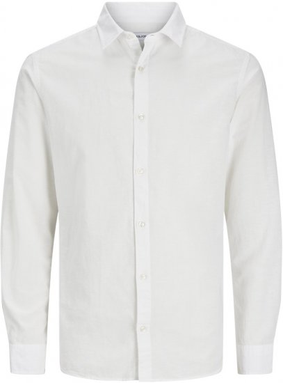 Jack & Jones Breeze Linen Blend Long Sleeve Shirt White - Cămăși - Cămăși Bărbați Mărimi Mari