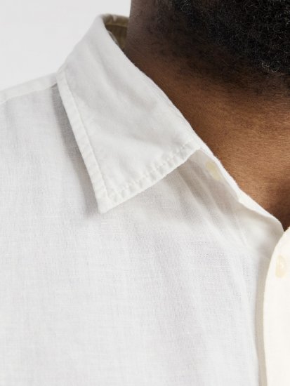 Jack & Jones Breeze Linen Blend Long Sleeve Shirt White - Cămăși - Cămăși Bărbați Mărimi Mari