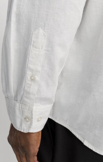 Jack & Jones Breeze Linen Blend Long Sleeve Shirt White - Cămăși - Cămăși Bărbați Mărimi Mari