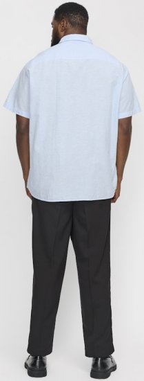 Jack & Jones Breeze Linen Blend Short Sleeve Shirt Chambray Blue - Cămăși - Cămăși Bărbați Mărimi Mari
