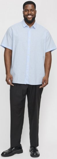 Jack & Jones Breeze Linen Blend Short Sleeve Shirt Chambray Blue - Cămăși - Cămăși Bărbați Mărimi Mari