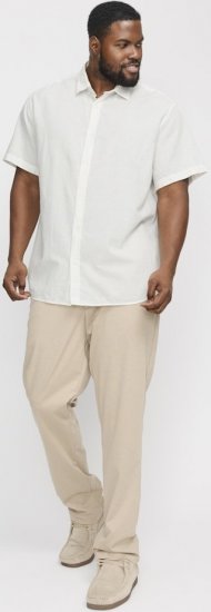 Jack & Jones Breeze Linen Blend Short Sleeve Shirt White - Cămăși - Cămăși Bărbați Mărimi Mari