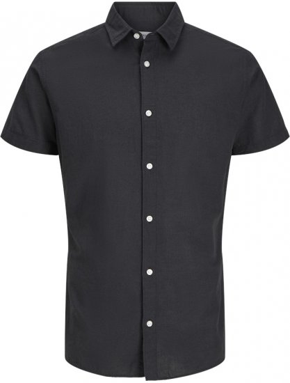 Jack & Jones Breeze Linen Blend Short Sleeve Shirt Black - Cămăși - Cămăși Bărbați Mărimi Mari