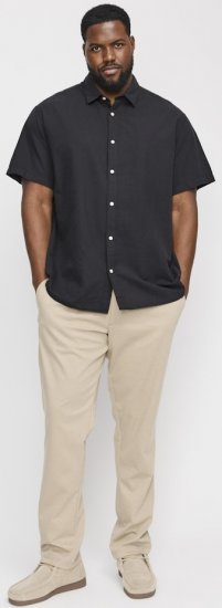 Jack & Jones Breeze Linen Blend Short Sleeve Shirt Black - Cămăși - Cămăși Bărbați Mărimi Mari