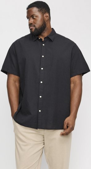 Jack & Jones Breeze Linen Blend Short Sleeve Shirt Black - Cămăși - Cămăși Bărbați Mărimi Mari