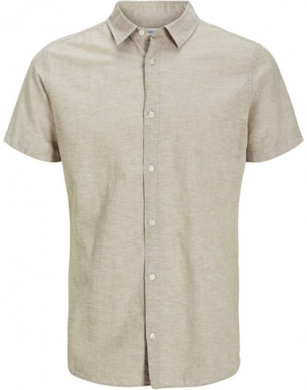 Jack & Jones Breeze Linen Blend Short Sleeve Shirt Beige - Cămăși - Cămăși Bărbați Mărimi Mari