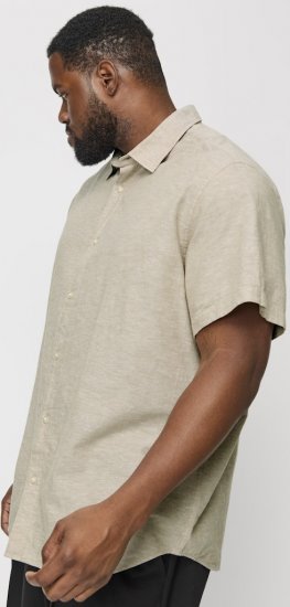 Jack & Jones Breeze Linen Blend Short Sleeve Shirt Beige - Cămăși - Cămăși Bărbați Mărimi Mari