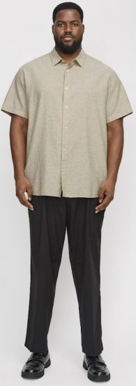 Jack & Jones Breeze Linen Blend Short Sleeve Shirt Beige - Cămăși - Cămăși Bărbați Mărimi Mari