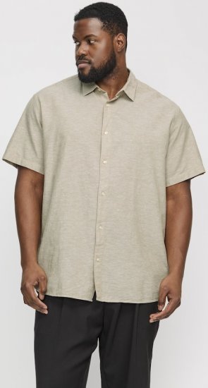 Jack & Jones Breeze Linen Blend Short Sleeve Shirt Beige - Cămăși - Cămăși Bărbați Mărimi Mari