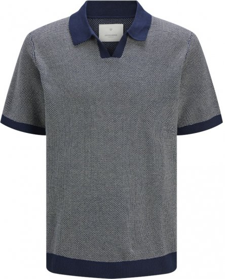 Jack & Jones Ceaston Knit Short Sleeve Sweater Grey/Blue - Pulovere & hanorace - Pulovere & Hanorace Bărbați Mărimi Mari