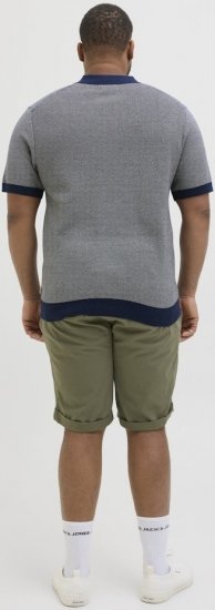 Jack & Jones Ceaston Knit Short Sleeve Sweater Grey/Blue - Pulovere & hanorace - Pulovere & Hanorace Bărbați Mărimi Mari