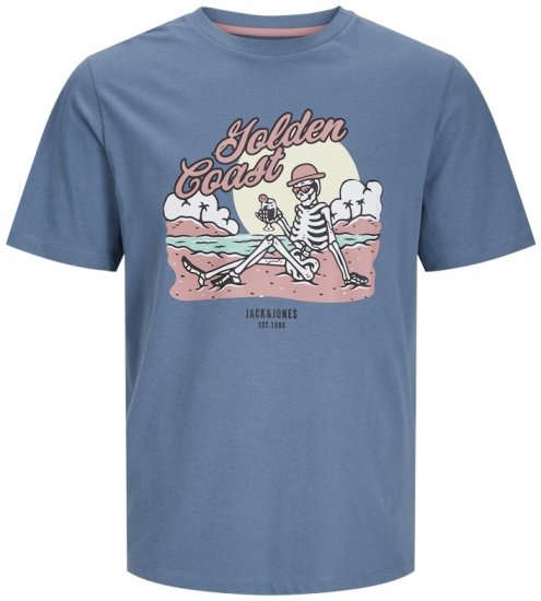 Jack & Jones Elijah Crew Neck T-Shirt Blue - Tricouri - Tricouri Bărbați Mărimi Mari