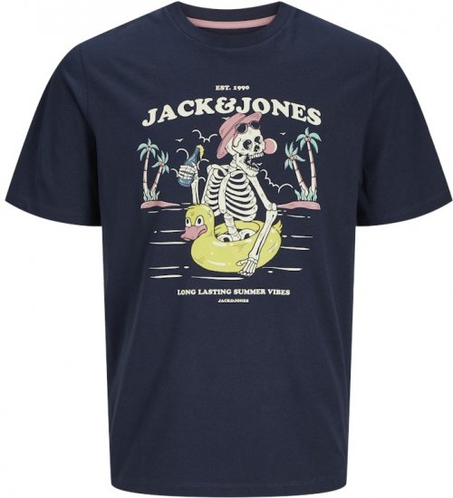 Jack & Jones Elijah Crew Neck T-Shirt Navy - Tricouri - Tricouri Bărbați Mărimi Mari