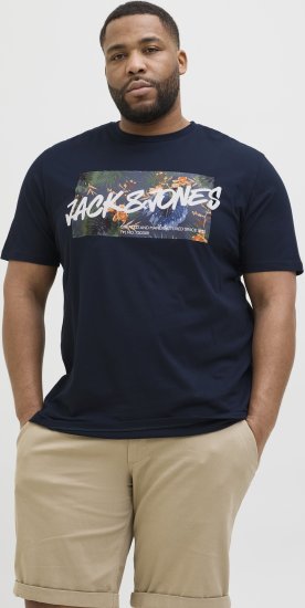 Jack & Jones Hawaii Shape Crew Neck T-Shirt Navy - Tricouri - Tricouri Bărbați Mărimi Mari