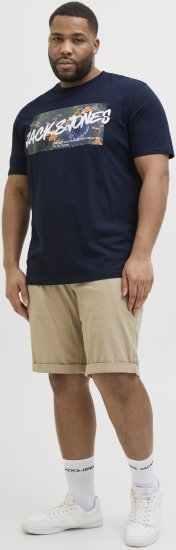 Jack & Jones Hawaii Shape Crew Neck T-Shirt Navy - Tricouri - Tricouri Bărbați Mărimi Mari
