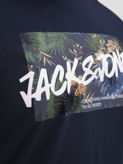 Jack & Jones Hawaii Shape Crew Neck T-Shirt Navy - Tricouri - Tricouri Bărbați Mărimi Mari