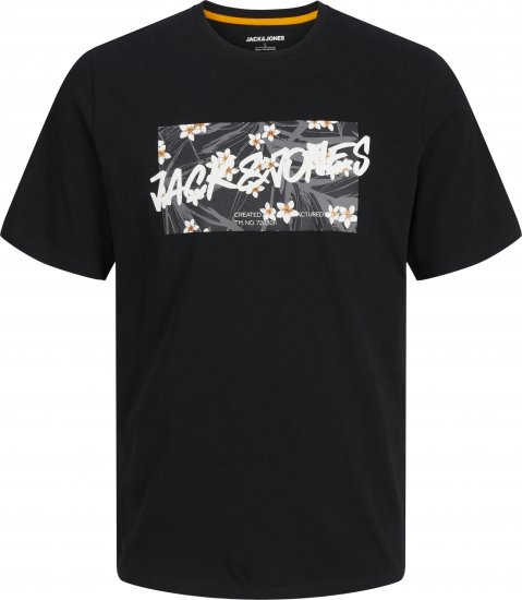 Jack & Jones Hawaii Shape Crew Neck T-Shirt Black - Tricouri - Tricouri Bărbați Mărimi Mari