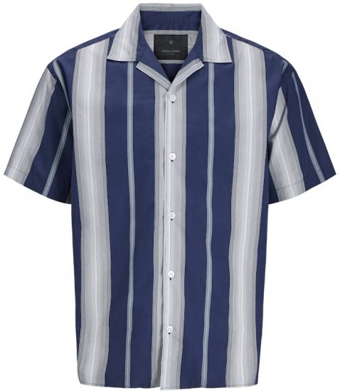 Jack & Jones Palermo Restort Print Short Sleeve Shirt Navy - Cămăși - Cămăși Bărbați Mărimi Mari