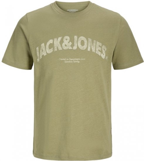 Jack & Jones Almeria Bold Branding T-Shirt Khaki Green - Tricouri - Tricouri Bărbați Mărimi Mari