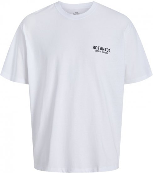 Jack & Jones Botaniq Crew Neck T-Shirt Bright White - Tricouri - Tricouri Bărbați Mărimi Mari
