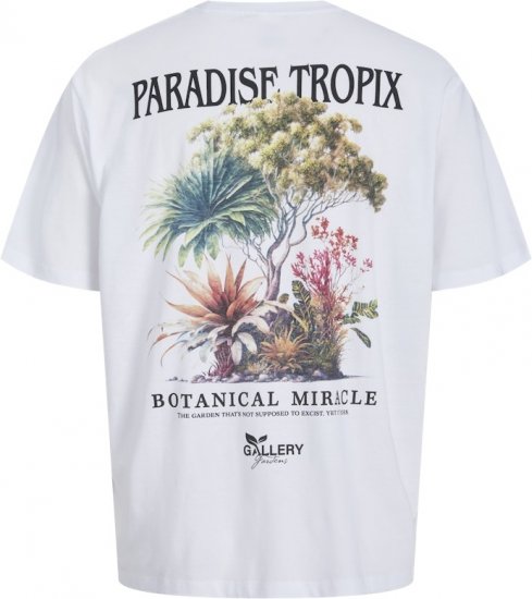 Jack & Jones Botaniq Crew Neck T-Shirt Bright White - Tricouri - Tricouri Bărbați Mărimi Mari