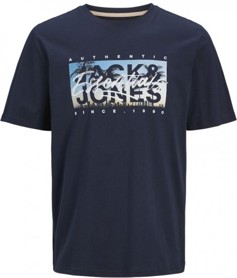 Jack & Jones Colton Photoprint Crew Neck T-Shirt Dark Navy - Tricouri - Tricouri Bărbați Mărimi Mari