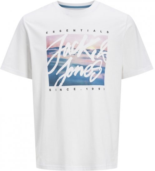 Jack & Jones Colton Photoprint Crew Neck T-Shirt White - Tricouri - Tricouri Bărbați Mărimi Mari