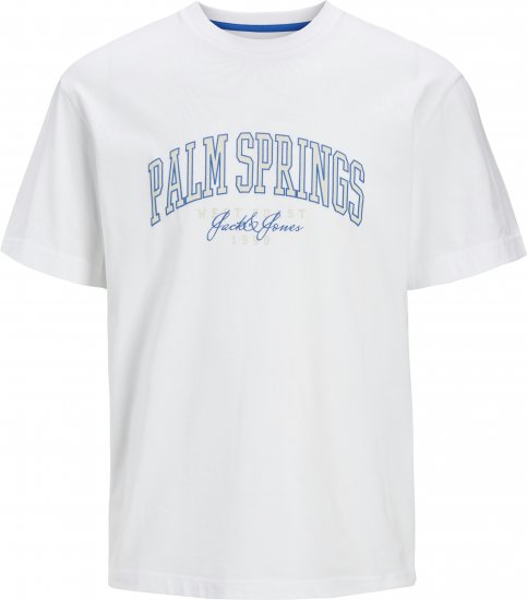 Jack & Jones Detroit Crew Neck T-Shirt White - Tricouri - Tricouri Bărbați Mărimi Mari