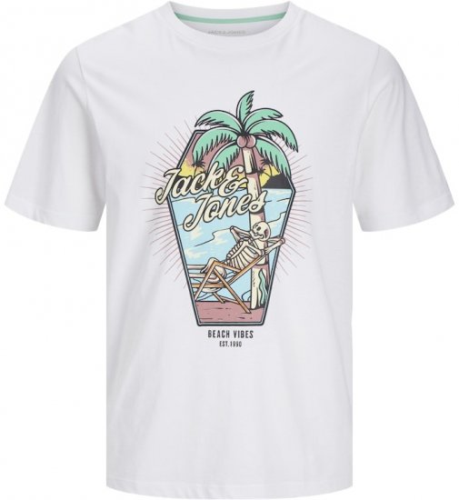 Jack & Jones Elijah Crew Neck T-Shirt White - Tricouri - Tricouri Bărbați Mărimi Mari