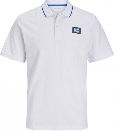 Jack & Jones Hudson Short Sleeve Polo White - Tricouri polo - Tricouri Polo Bărbați Mărimi Mari