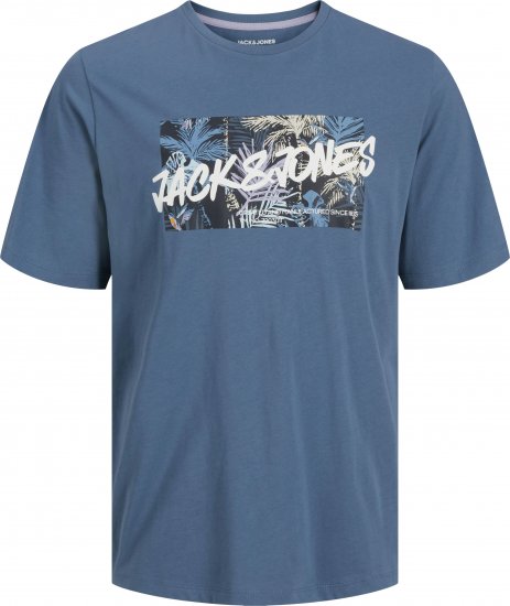 Jack & Jones Hawaii Shape Crew Neck T-Shirt Blue - Tricouri - Tricouri Bărbați Mărimi Mari