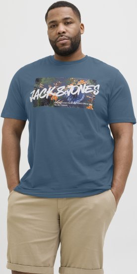 Jack & Jones Hawaii Shape Crew Neck T-Shirt Blue - Tricouri - Tricouri Bărbați Mărimi Mari