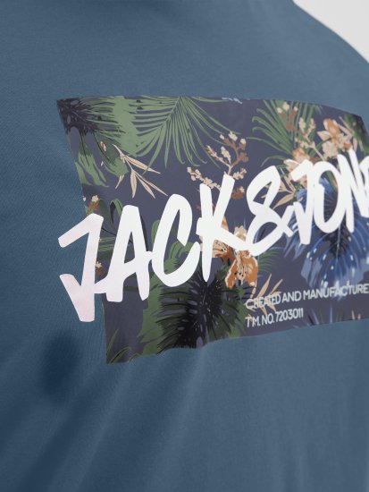 Jack & Jones Hawaii Shape Crew Neck T-Shirt Blue - Tricouri - Tricouri Bărbați Mărimi Mari