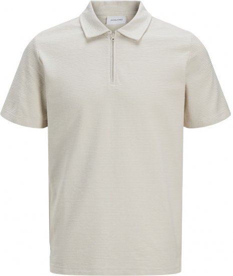 Jack & Jones Benja Short Sleeve Zip Polo Grey - Tricouri polo - Tricouri Polo Bărbați Mărimi Mari